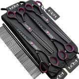 Dog Grooming Scissors Set – Straight, Curved & Thinning Shears (4-Piece)