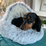 Enclosed Dog Cave Bed – Cosy Fleece Snuggle Nest for Small Dogs