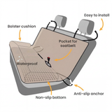 Waterproof Dog Car Back Seat Cover – Large Pet Travel Bed