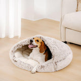 Enclosed Dog Cave Bed – Cosy Fleece Snuggle Nest for Small Dogs