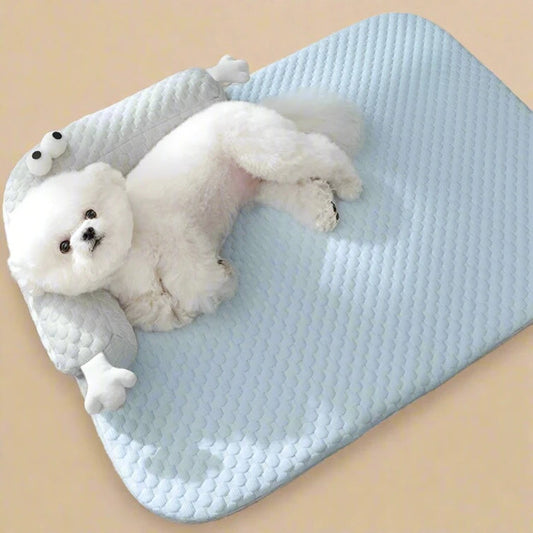 Silk Cooling Mat with Pillow for Dogs and Cats