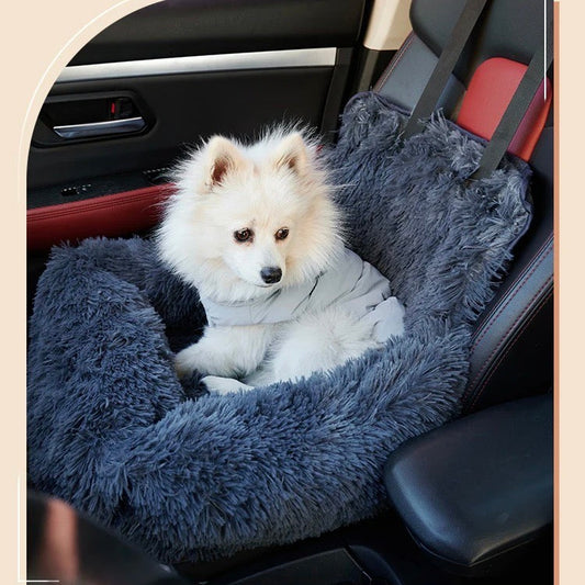Fluffy Plush Dog Car Seat – Non-Slip, Super Soft & Safe