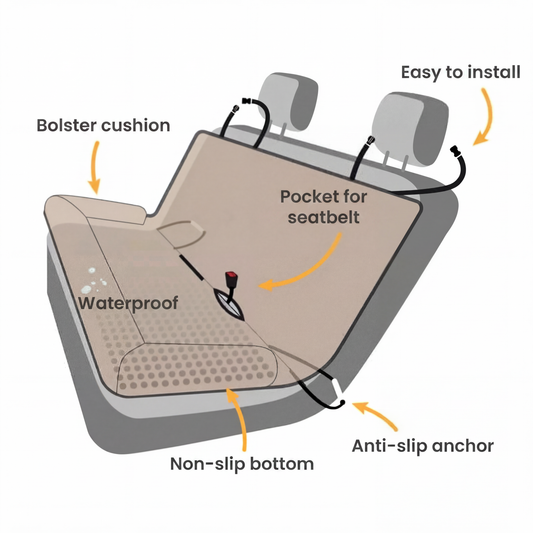 Waterproof Dog Car Back Seat Cover – Large Pet Travel Bed